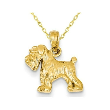 14K Yellow Gold Schnauzer Dog Charm Pendant Necklace with Chain