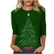 thumbnail image 1 of Camisetas de Navidad para Mujeres, 3/4 Manga Cuello Redondo Blusa con Estampado de Vacaciones, Top de Moda Casual, 1 of 5