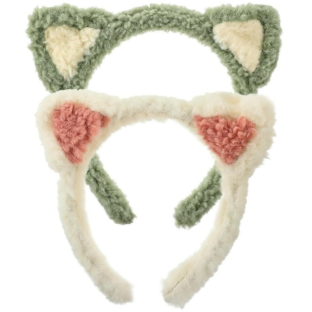 HUGFEGWE 2 Pcs Headband Washing Face Hairband Lovely Cat Headwear Makeup Hairband Facial Washing Headdress Face Washing Hairband Shower Headdress South Korea Spa Fabric Miss CA919-104806