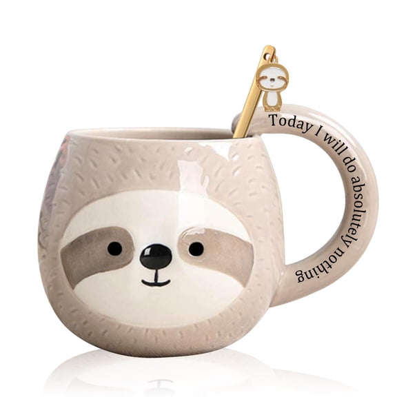 Novelty Sloth Coffee Mug Cute Travel Tea Animal Cup Cartoon Ceramic Drinkware for Sloth Lovers, Funny Sloth Gifts For Women Men Birthday Gifts 11oz