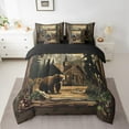 thumbnail image 2 of Manfei Animal Bear 7 Pieces Bedding Comforter Set,Rustic Cabin Full Bedding Set Lightweight,Jungle Wildlife Fitted Sheet Flat Sheet,Microfiber Safari Bedroom Decorative,Reversible, 2 of 6