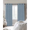 thumbnail image 3 of Vintage Sky Blue Blackout Curtains, Light Blocking Print Window Curtains, Farmhouse Retro Solid Color Linen Texture Thermal Insulated Window Drapes for Living Room 2 Panels, 84"W x 84"L, 3 of 9