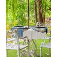 thumbnail image 3 of Fsddascl Blue Coastal Crab Outdoor Tablecloth - 60 Inch Round Dining Table Cover, Nautical Beach Coral Starfish Waterproof Outdoor Table Cloth with Umbrella Hole & Zipper for Picnic/Patio/Party, 3 of 7