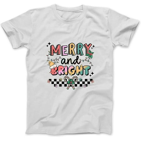 

Merry and Bright Funny Family Matching Christmas Pajama i T-Shirt Sweatshirt Hoodie Tanktop for Men Women Kids White