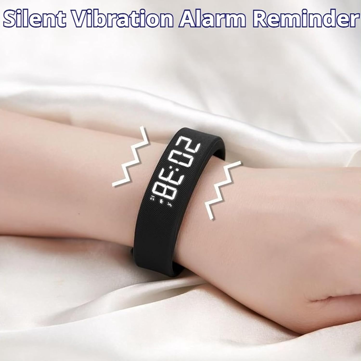 Fitsleeps Alarm Clock Watch, Fitsleeps Alarm Bracelet, 2025 New Fitsleep Wrist Band for Deep Sleepers, Silent Vibrating Alarms Reminder Watch, Snooze Free Smart Wrist Alarms for Men and Women (Black)
