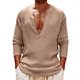 thumbnail image 1 of Camisetas de Cuello en V de Manga Larga para las Mujeres Color Sólido Mezcla de Lino Casual Blusa Suelta, Camisetas de Manga Larga para las Mujeres Suelta Ajuste Primavera Verano, 1 of 9