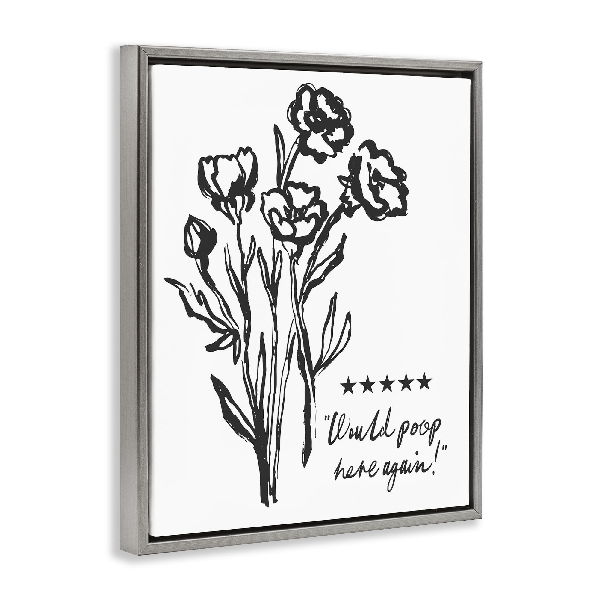 Stupell Industries Would Poop Here Again Gray Framed Floater Canvas Wall Art, design by Lettered and Lined