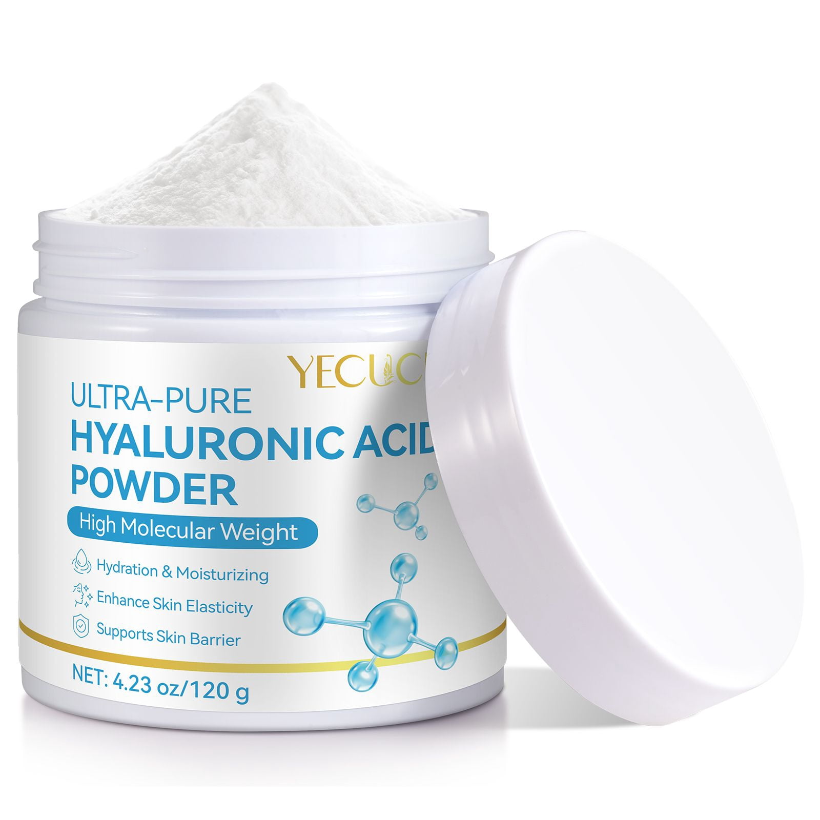 2-Pack Hyaluronic Acid Serum Powder, Hydration & Moisturizing, for Anti-Aging, Helps Replenish Moisture, 100% Natural, Water Soluble