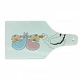 thumbnail image 1 of Gender Reveal Cutting Board, with Stork Mythical Congratulation Playroom Shower Theme, Decorative Tempered Glass Cutting and Serving Board, Wine Bottle Shape, Multicolor, by Ambesonne, 1 of 1