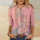 thumbnail image 1 of ICHUANYI Clearance Women's Fashion Printed Loose T-shirt 3/4 Sleeves Blouse Round Neck Casual Tops(Pink, L) ICHUANYI WER2023080809043, 1 of 4