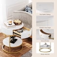 thumbnail image 2 of VENTOPYR 2-Tier Metal End Table with Drawer,Wooden Round Nightstand with Shelf, 2 of 7