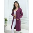 thumbnail image 3 of joyinspring Women's Cable Cardigan Long Sweater - Solid Color Knit Hooded with Pockets - Fall/Winter Long Sleeve Jacket 2033, 3 of 6