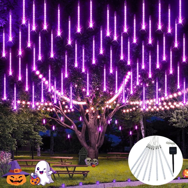 Luces solares tipo lluvia con forma de meteorito JMEXSUSS, 8 tubos, 144 LED
