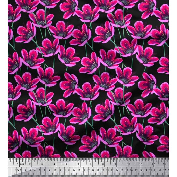 Soimoi Cotton Duck Fabric Artistic Floral Print Fabric by the Yard 42 Inch Wide