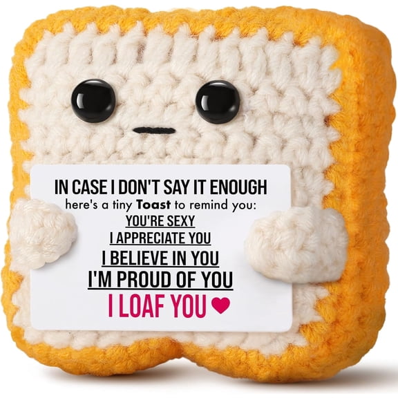 Mothers Day Pun Gift for Mom from Daughter Son- Handmade Cute Loaf Crochet Toast - I Love You Funny Presents for Moms Bonus Mamas Mother-in-Law Birthday, Valentine's Christmas Stocking Stuffers