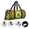 thumbnail image 5 of Xecao Yellow Mandala print Round Travel Duffel Bag is a foldable gym bag with an inner pocket, perfect for travel sports, 5 of 8