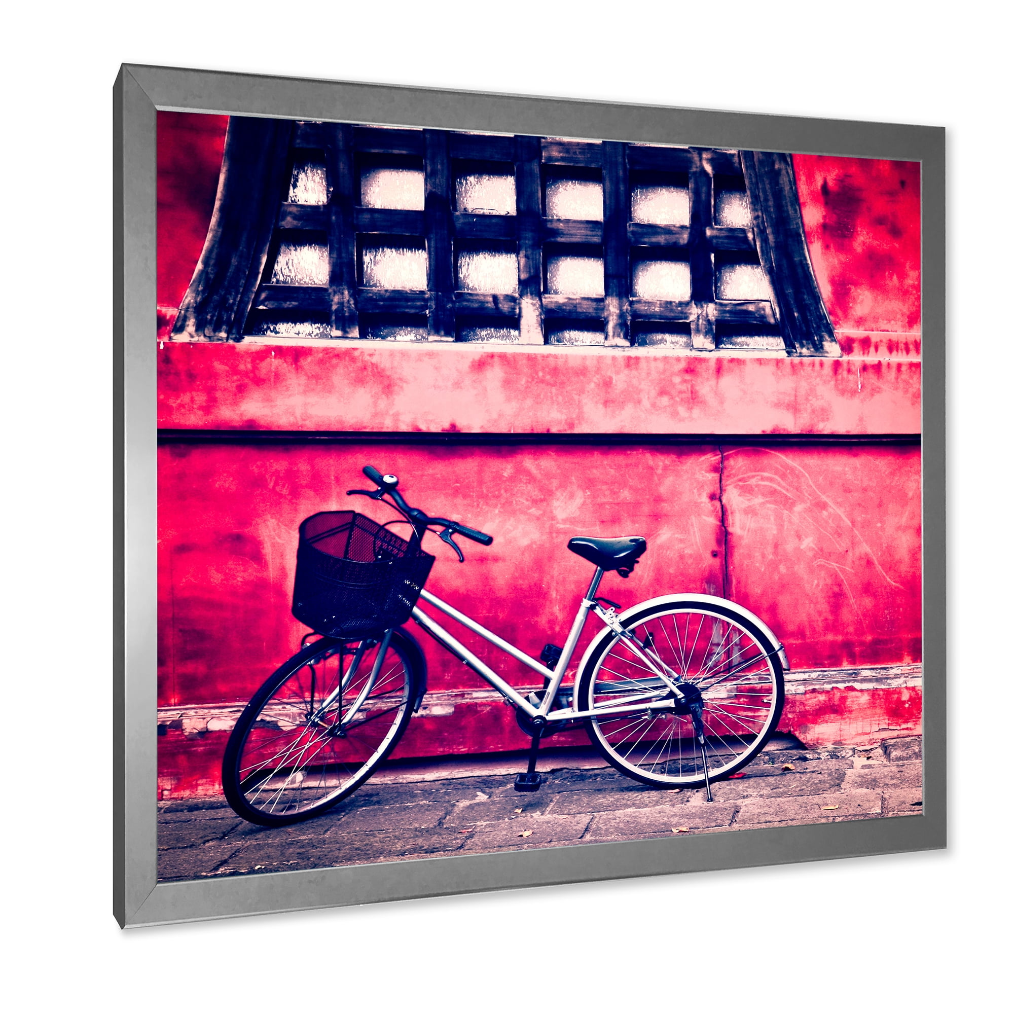 Designart 'Bicycle By Oriental Zozoji Temple Tokyo' Vintage Framed Art Print