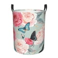 thumbnail image 1 of DouZhe Waterproof Collapsible Large Laundry Baskets, Vintage Pink Roses Butterflie Prints Circular Hamper with Handles, 1 of 6