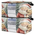 thumbnail image 2 of WOBOGO Illustration Of Santa Claus with A Dog Clothes Storage 2Pack Foldable Thick Fabric Blanket Organizer Bag with Handle 24.8×16.93×16.17in, 2 of 7