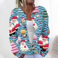 thumbnail image 2 of Christmas Plus Size Sweater for Women 2024 Cute Xmas Printed Cardigans Sweater Open Front Button Down Knit Jacket Coat, 2 of 5