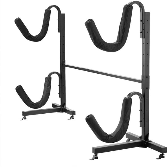 Kayak Storage Rack - Freestanding Kayak Stands with Padded Arms and Adjustable Straps - Holds multiple Canoes, SUP, or Paddleboards by