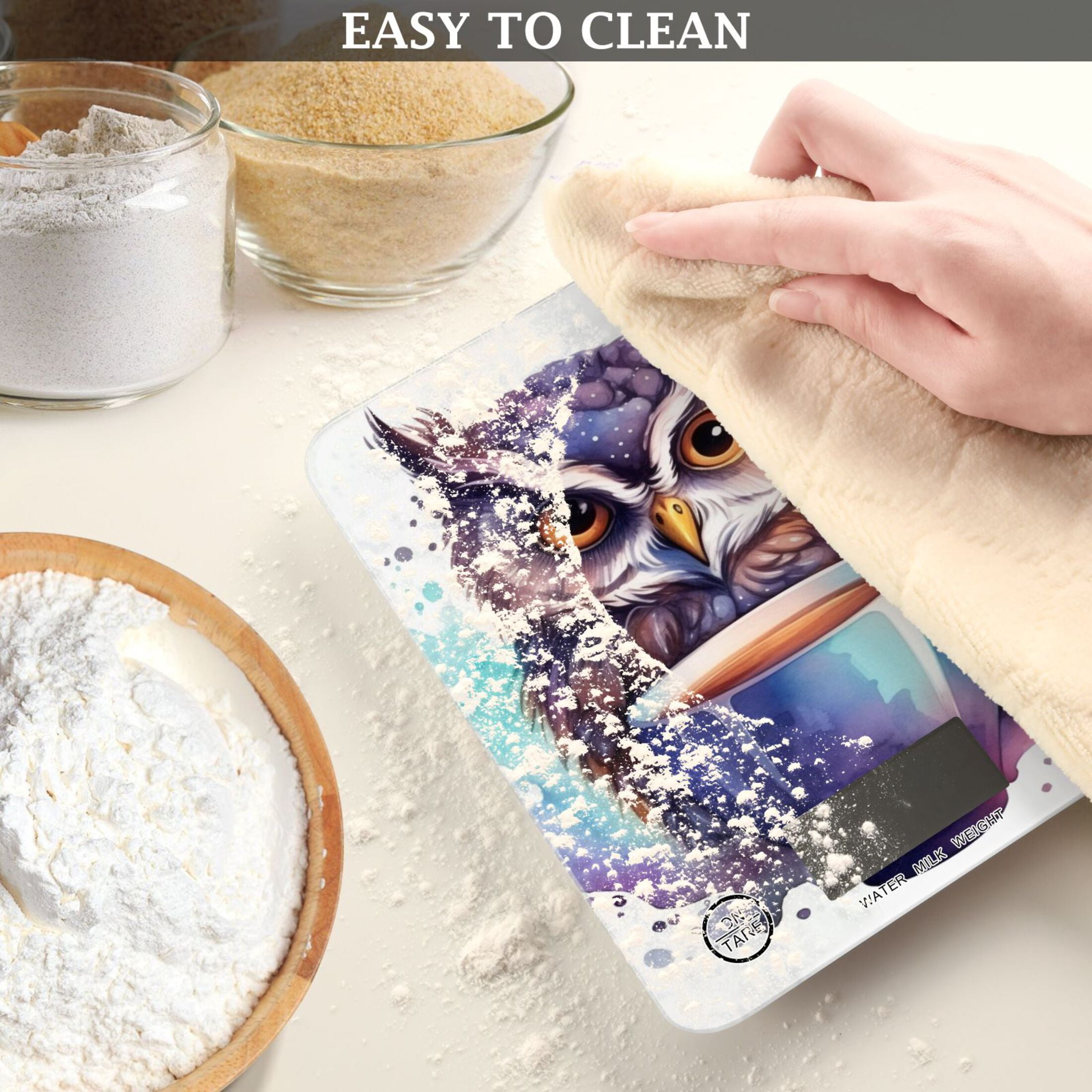 Elflon Cup Coffee Food Scale Digital Kitchen Scale Waterproof Tempered Glass Tare Function 11 lb for Baking Cooking Meal Prep