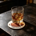 thumbnail image 4 of Sports Ball Cup Coasters Set Of 6 Wooden Round Drink Mats - Tabletop Protectors For Coffee Mug Water Glass Modern Sports Home Office Decor, 4 of 6