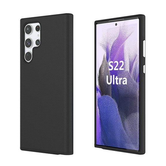 Xpm Case for Samsung Galaxy S22 Ultra Slim Hybrid Impact Anti-Slip Textured Armor Shockproof Dual Layer TPU & Hard PC Rugged Cover for Galaxy S22 Ultra - Black