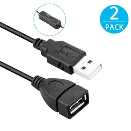 USB Extension Cable, EEEKit 2-Pack Male to Female USB Cable USB Power Extension Cable for Raspberry Pi &