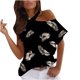 thumbnail image 1 of Camiseta informal para mujer, blusa estampada de manga corta con cuello redondo y hombros descubiertos Fridja  ghk3127, 1 of 5