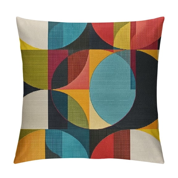 Qinduosi Colorful Geometric Throw Pillow Covers of Multicolored Aesthetic Home Decor Pillow Covers Modern Geometry Style Pillowcase for Patio Furniture Living Room Sofa White