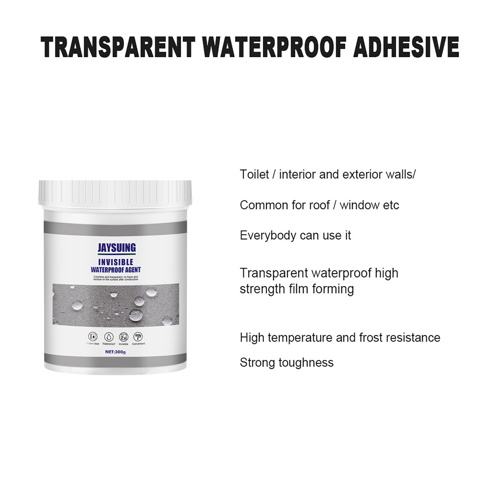 300ML Waterproof Insulation Sealant, Repair & Seal Cracks, Premium Polyurethane Construction Adhesive Spray with Brush, Rubber Sealant Coating for Repairing Joints, Pipes, Drains, Roofs, Windows