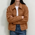 thumbnail image 6 of Enjoytime Fall Jackets for Women Lapel Collar Long Sleeve Cropped Zip Up Jacket Vintage Casual Outerwear with Pockets, 6 of 8