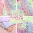 thumbnail image 3 of 3D Butterfly Lace Fabric Gradient Pink Blue Tulle Fabric Rainbow Mesh Fabri, 3 of 9