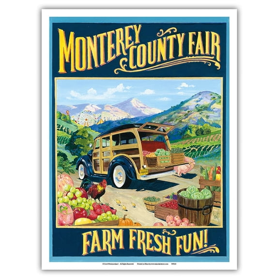 Monterey County Fair - Farm Fresh Fun! - Retro Woodie with Farmer’s Produce - From an Original Color Painting by Scott Westmoreland - Master Art Print (Unframed) 9in x 12in