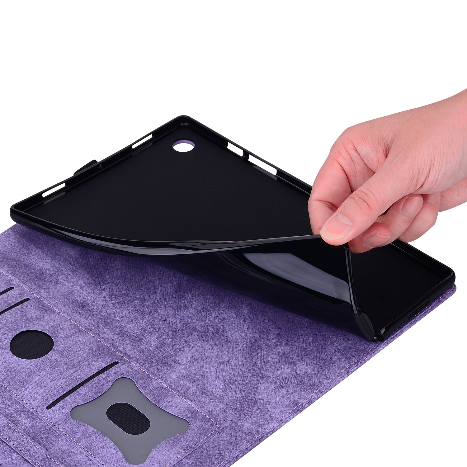 Allytechgroup Premium iPad Air 11 Case 2024 - Stylish Sakura Embossed Shockproof Tablet Case Cover for Apple iPad Air 11 Inch 2024 with Auto Sleep/Wake, Flip Cover, Stand & Pencil Holder, Purple