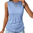 thumbnail image 5 of ZQGJB Plus Size Womens Ruched Tank Tops Loose Fit Crewneck Sleeveless Tops Dressy Casual Solid Color Basic Summer T-Shirts for Women 2024 Light Blue XXXXXL, 5 of 8