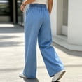 thumbnail image 5 of Women Wide Leg Jeans Lightweight Soft Baggy Drawstring Denim Pants Pull On Straight Leg Casual Trousers Blue L(L), 5 of 5