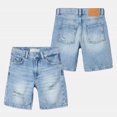 thumbnail image 4 of Yuncity Boys Shorts Solid Color High Waist Elastic Button Ripped Jeans Lightweight Summer Casual Fashion Outdoor Daily Wear Kids Shorts Size 4-5 Years Blue, 4 of 7