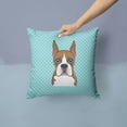 thumbnail image 2 of Checkerboard Blue Boxer Fabric Decorative Pillow, 2 of 4