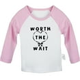 thumbnail image 2 of iDzn Worth The Wait Funny T shirt For Baby, Newborn Babies T-shirts, Infant Tops, 0-24M Kids Graphic Tees Clothing (Long Pink Raglan T-shirt, 0-6 Months), 2 of 5