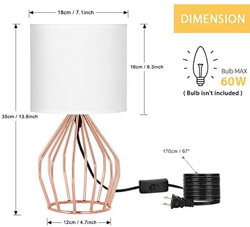 Oumilen Rosegold 2 Pack Table Lamps Hollow Base with Linen Shade