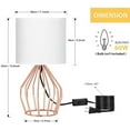 thumbnail image 3 of Oumilen Rosegold 2 Pack Table Lamps Hollow Base with Linen Shade, 3 of 6