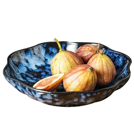 

Qeeadeea Ceramic Soup Plate Set Of 2 Stackable Pasta Salad Bowls Blue Kitchen Serving Salad Plates-1plate-8inch-blue