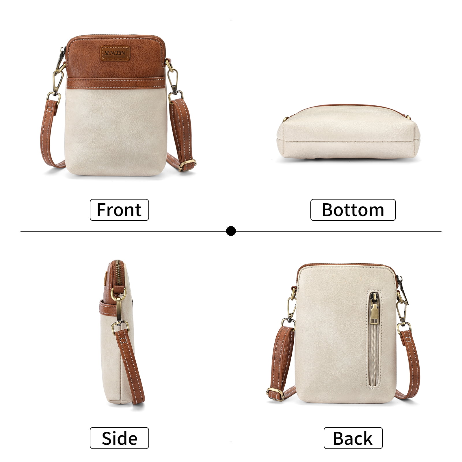 SENDEFN Vegan Leather Small Crossbody Bags for Women Designer Cell Phone Bag Purses Adjustable Strap