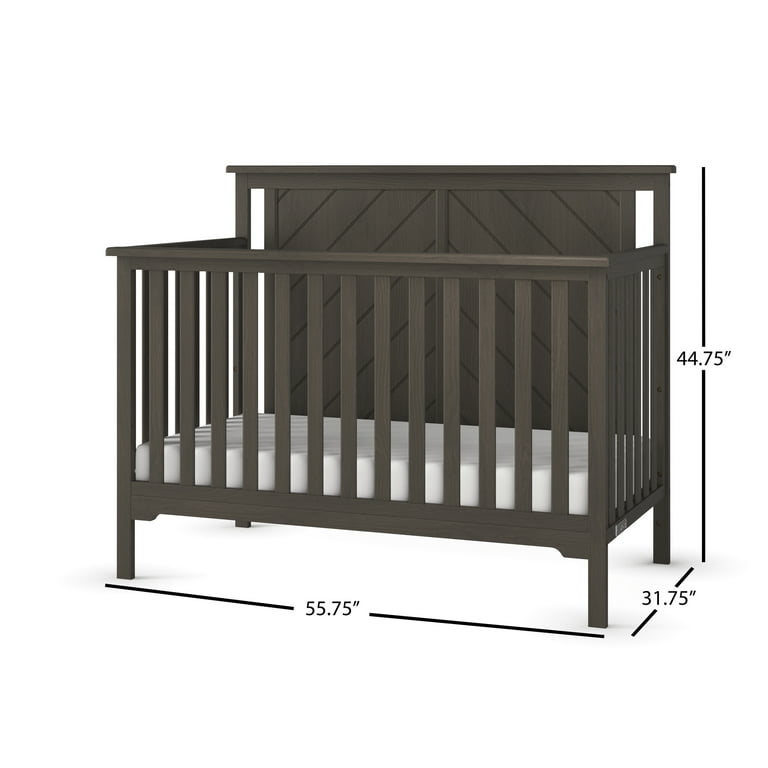 Hampton 4 in 1 Convertible Baby Crib Flat Top in Dapper Gray by Forever Eclectic