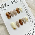 thumbnail image 2 of press on nails Purely hand-made wear-on nails Maillard short ladder nail pieces advanced stall nail stickers finished products, 2 of 9