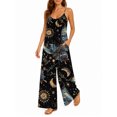 thumbnail image 2 of Women's Casual Sleeveless Jumpsuits Starry Sky Butterflies Spaghetti Strap Wide Leg Pants Rompers with Pockets, 2 of 7