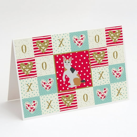 Japanese Bobtail Cat Love Greeting Cards and Envelopes Pack of 8