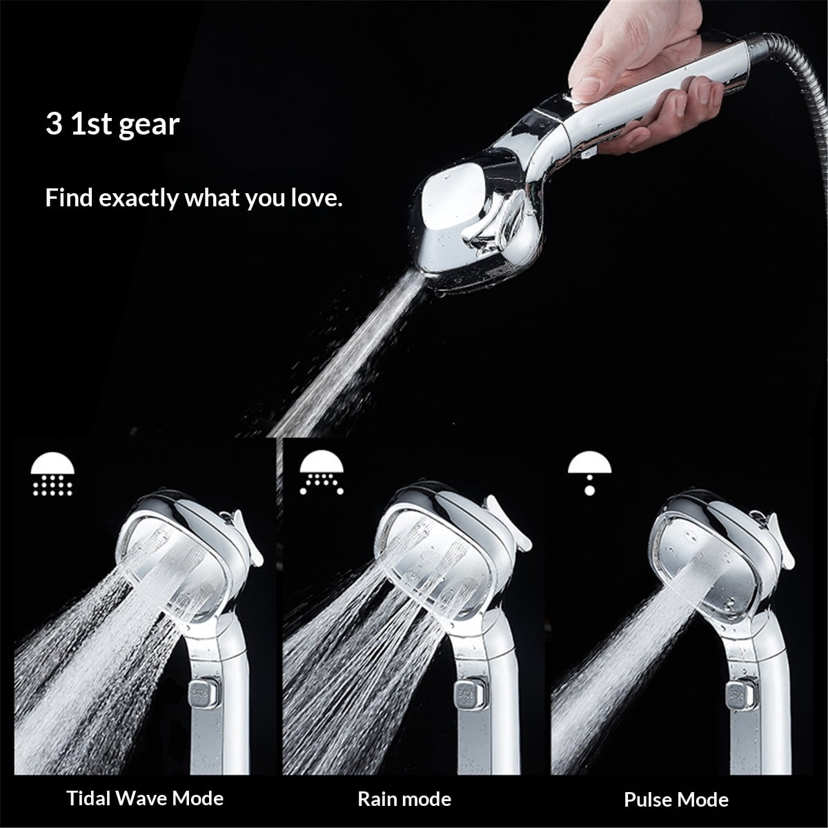 RV Shower Head with Hose and On Off Switch, High Pressure Camper/RV Shower Head Replacement, 3 Setting, 78.7 inch Hose, Water-Saving, black